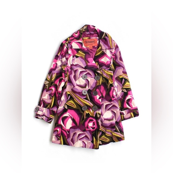 Little Girls Missoni for‎ Target Floral Velvet Button Purple Pink Peacoat 18/24M - Picture 1 of 8